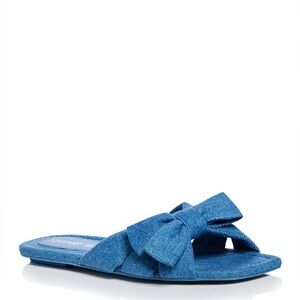 Stuart Weitzman Denim Sofia Slide Sandals - 6.5